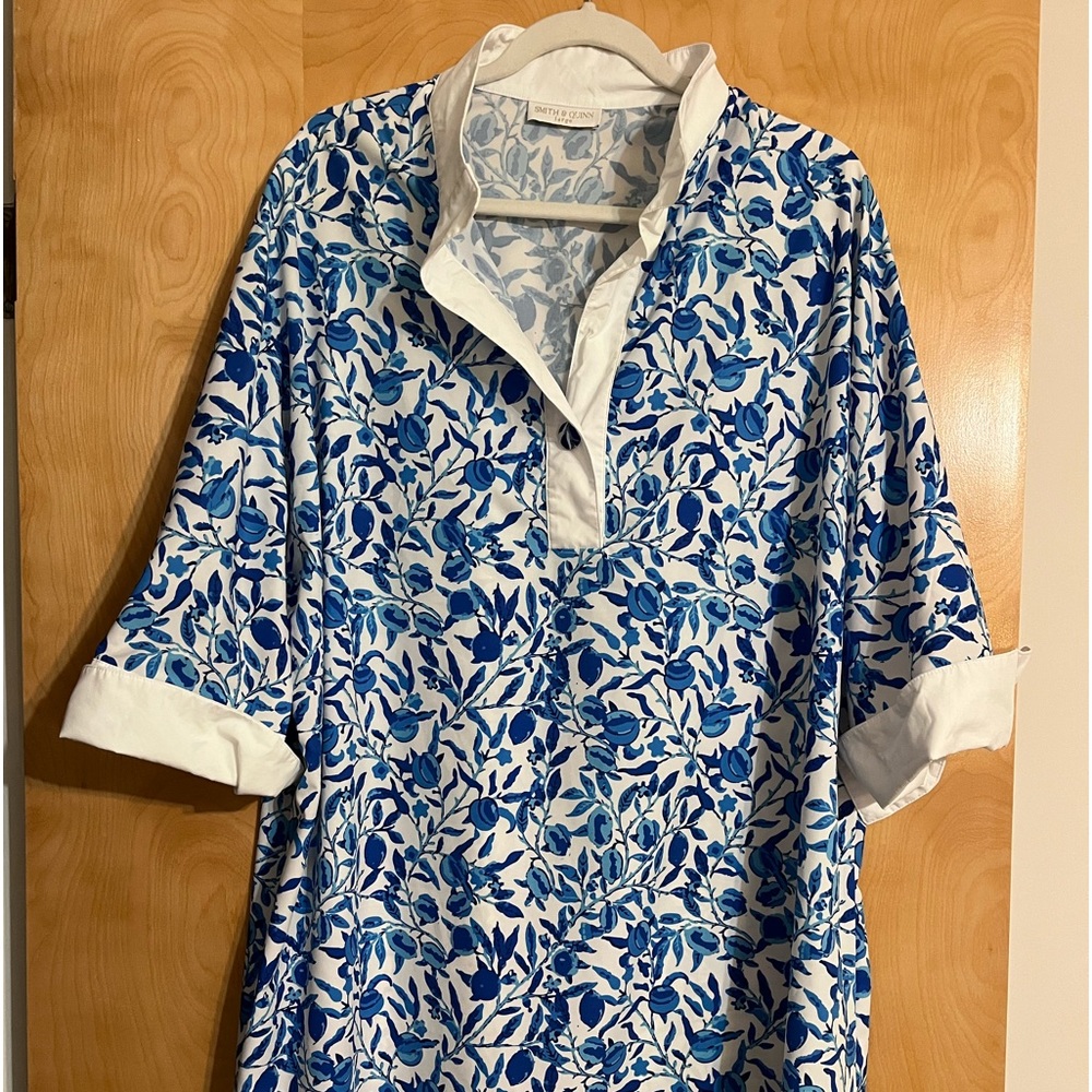 Smith and Quinn blue and white shirt dress, size Large.